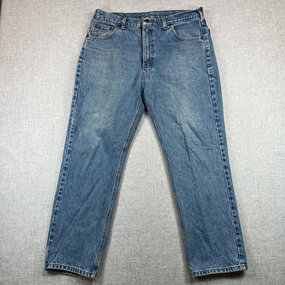 Carhartt Jeans Men 38x30 B18 STW Traditional Fit Light Wash Workwear Utility Y2K